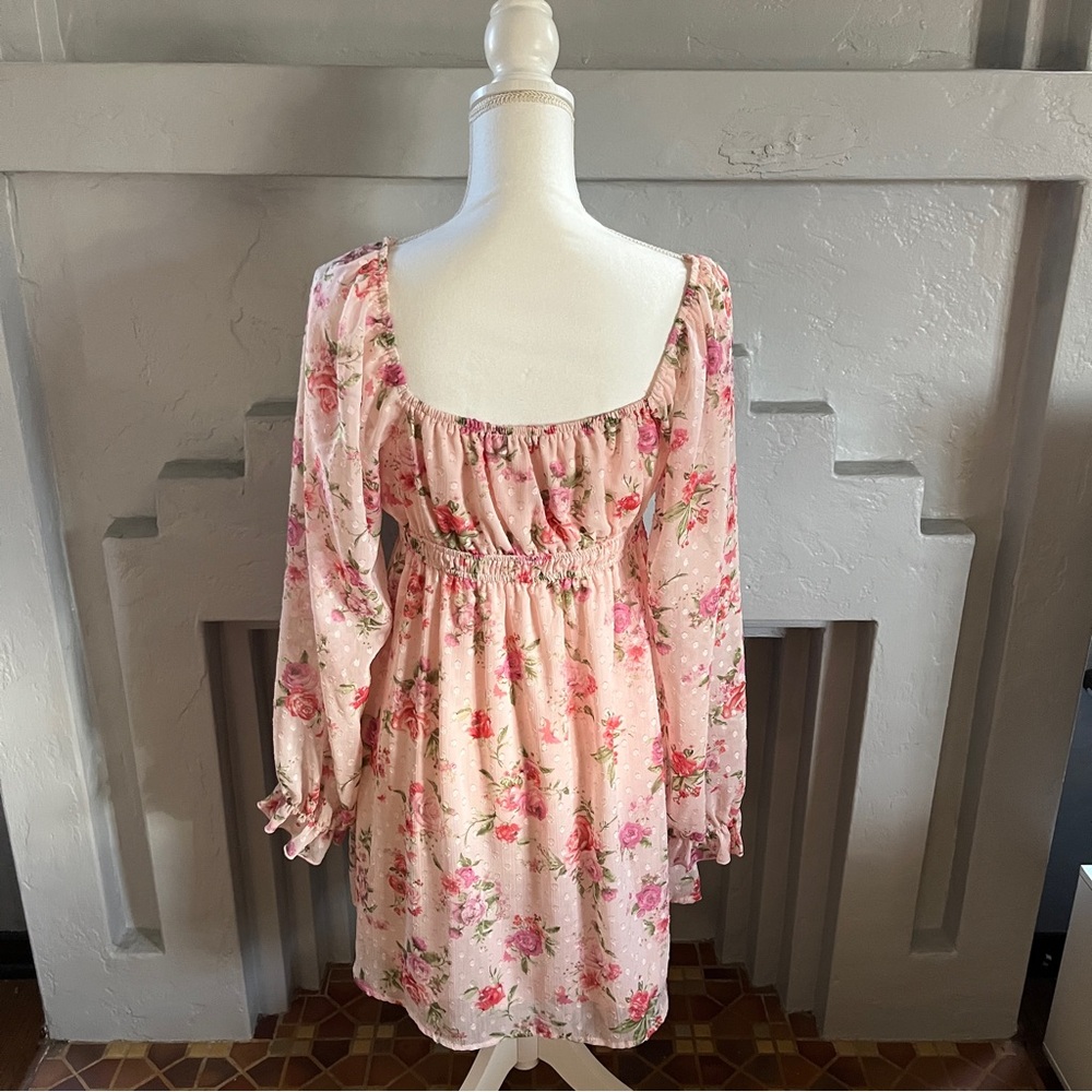 Floral Pink Long Sleeve Dress - Picture 2 of 6